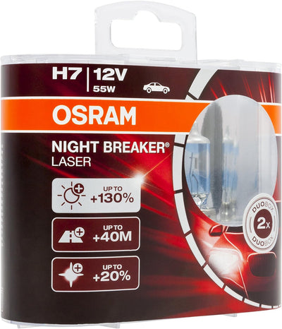 Osram 64210NBL-HCB Night Breaker Laser H7 Halogen Scheinwerferlampe, 12V, Duobox, 2 Stück, Duobox