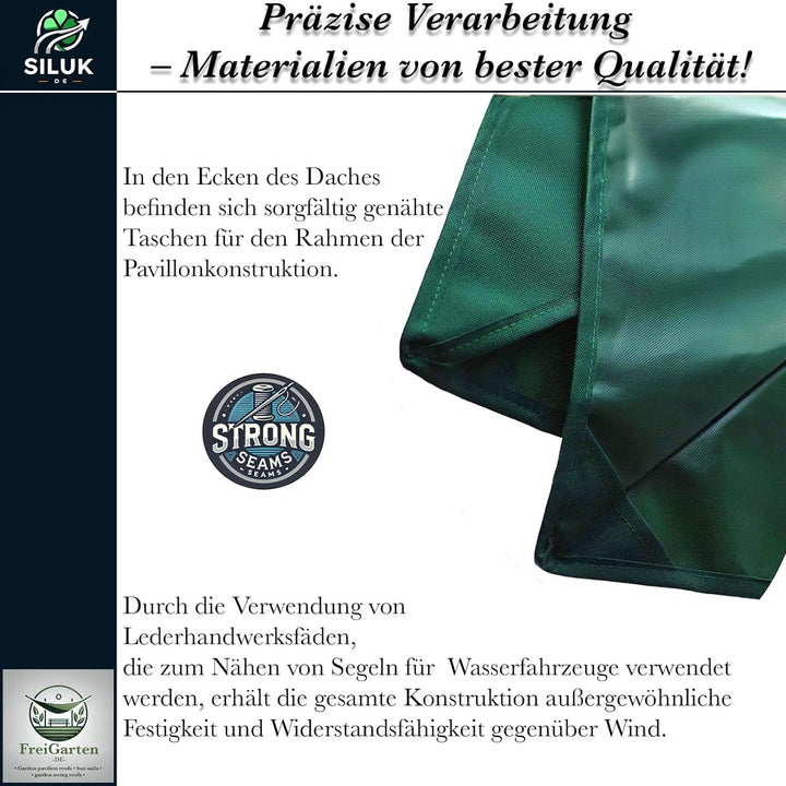 freigarten.de Ersatzdach für Pavillon 3x3 Meter Wasserdicht Material: Panama PCV Soft 370g/m² extra