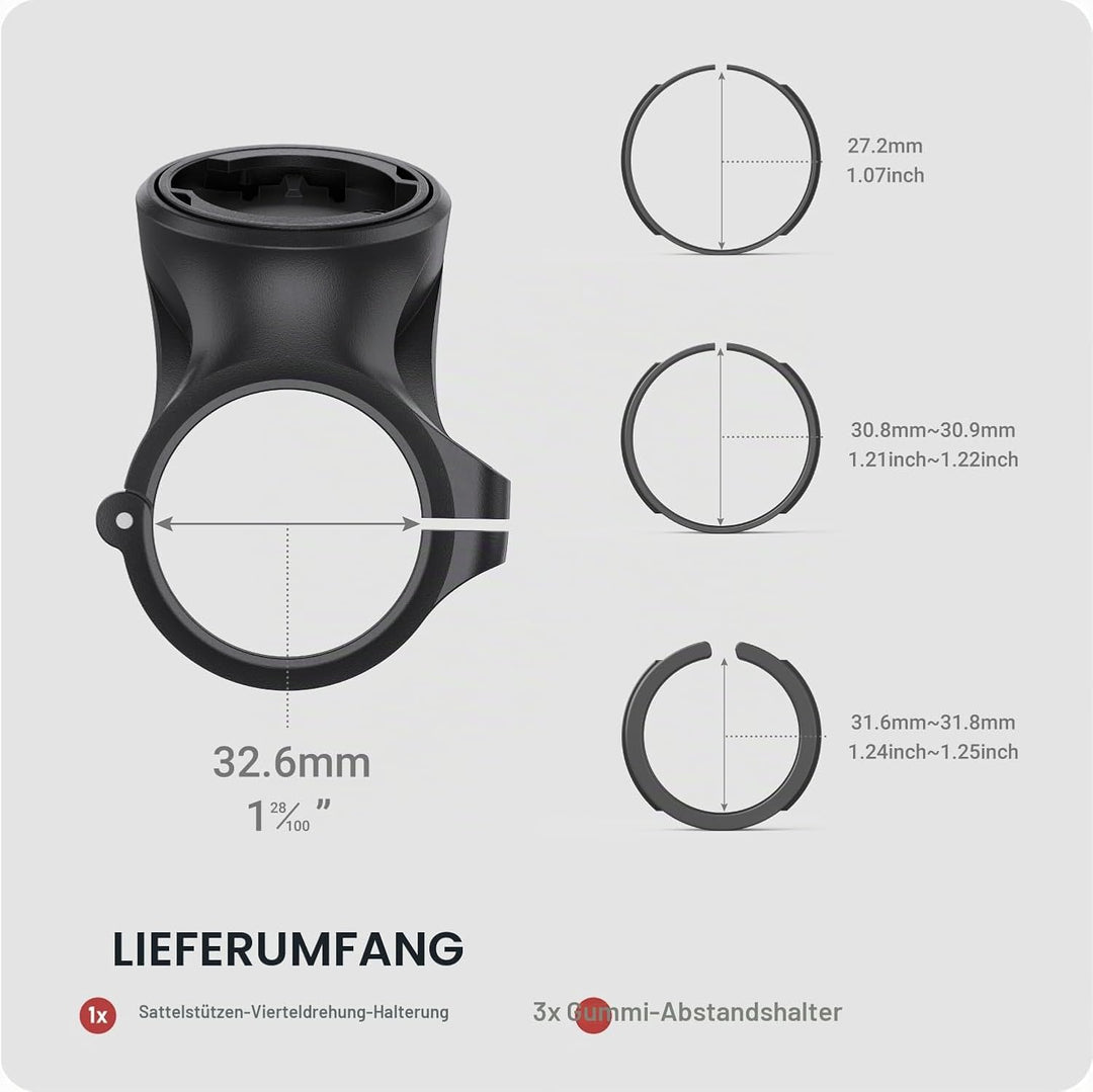TUSITA Sattelstützen Quarter Turn Halterung - Kompatibel mit Wahoo TRACKR Radar - Passend für 27.2mm