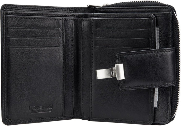 Greenburry Spongy Nappa RV-Schlossbörse Portemonnaie Geldbeutel Damen Geldbörse Leder 973 Bordeaux,