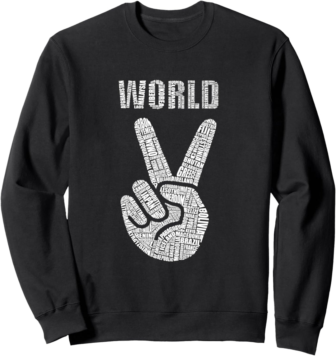 Welt Frieden Hand Zeichen Länder Finger Hippie Geschenk Sweatshirt