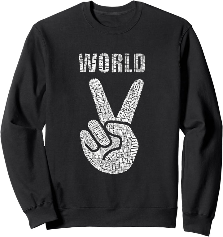 Welt Frieden Hand Zeichen Länder Finger Hippie Geschenk Sweatshirt