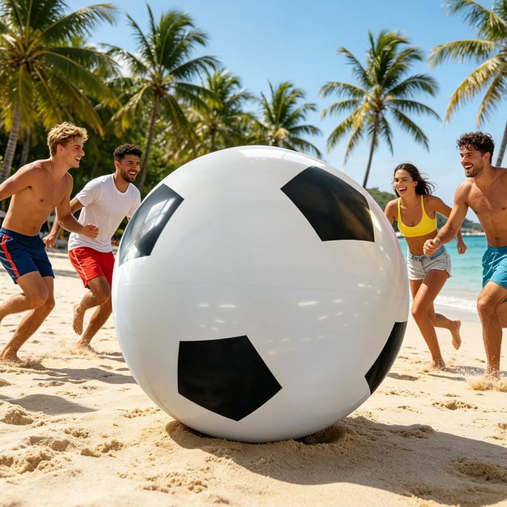 Fussball Ø 100 cm Gross, Riesen Aufblasbarer Wasserball, Aufblasbarer Riesen-Ball aus Robustem Gummi