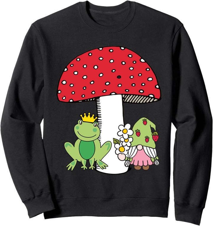 Netter Frosch unter Regenschirm Mädchen Erdbeerzwergwald Sweatshirt
