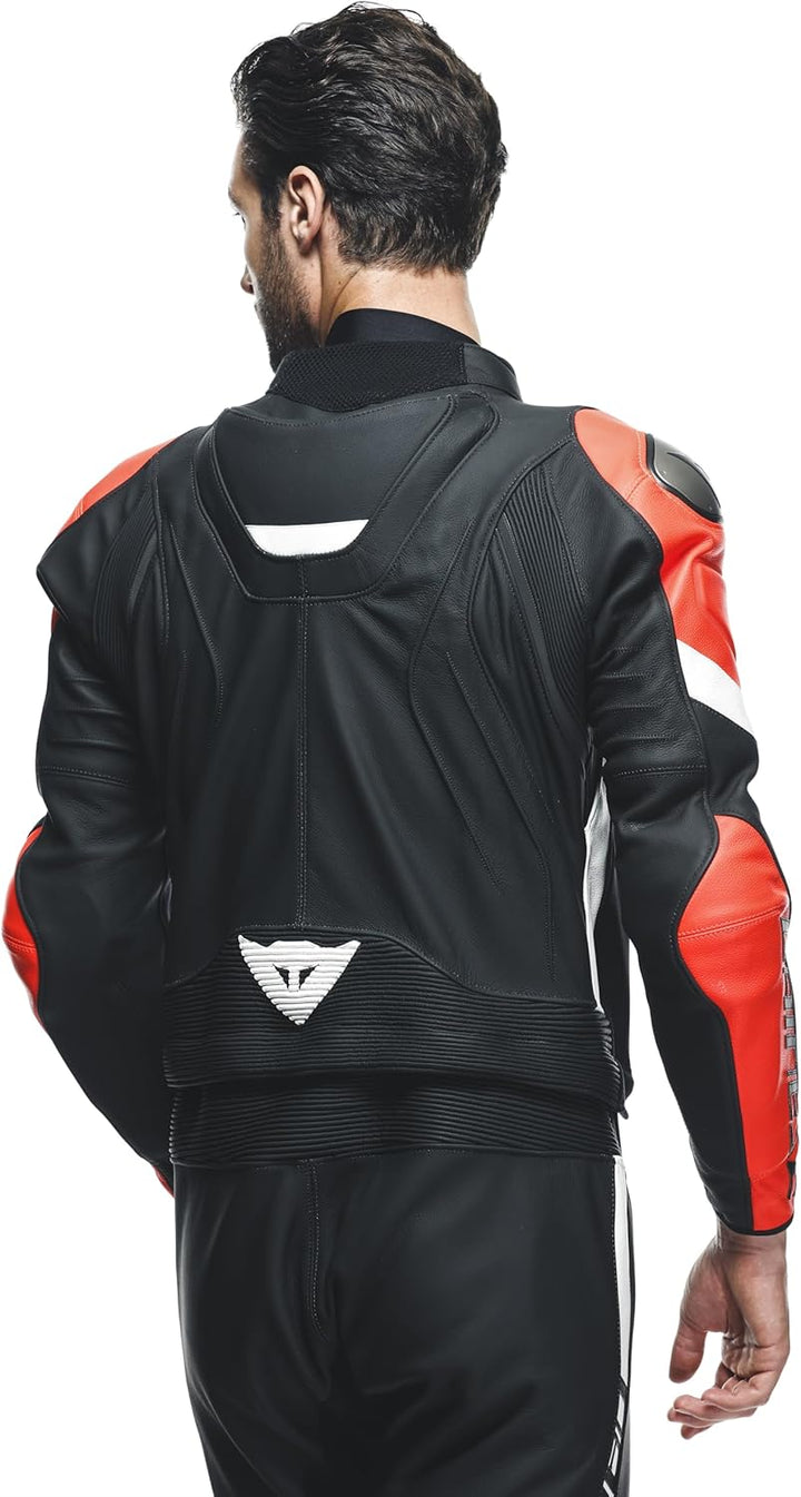 Dainese Avro 4 2-Teiler Motorrad Lederkombi (Black/Red/White,46) 46 BLACK-MATT/FLUO-RED/WHIT, 46 BLA