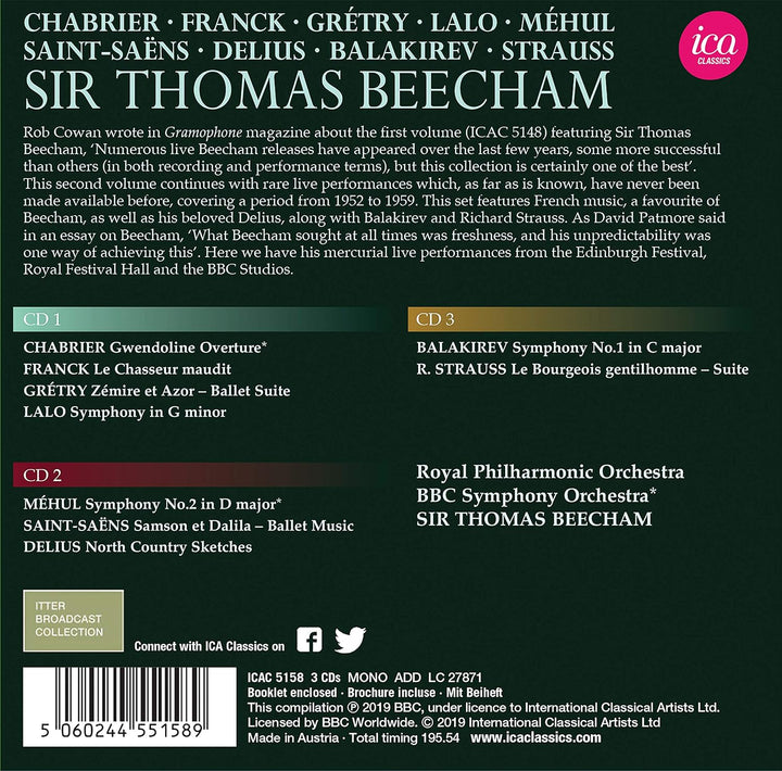 Sir Thomas Beecham Dirigiert, Audio-CD
