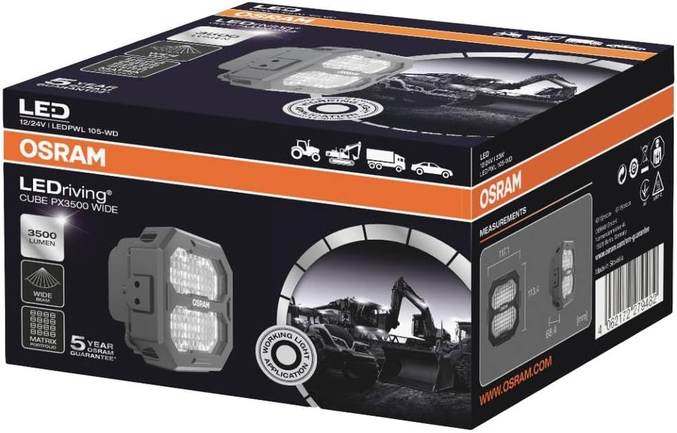 OSRAM LEDriving® Cube PX3500 Wide, LEDPWL105-WD, OFF ROAD, LED Arbeitsscheinwerfer, 3500 Lumen, Falt