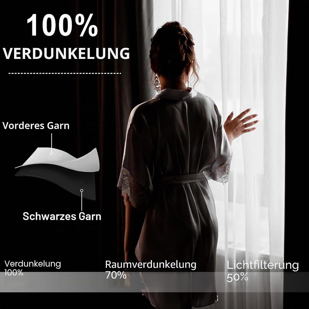 XWZO 100% Blickdicht Vorhänge, Doppellagige Dicker Verdunklungsvorhänge mit Ösen, Schallschutz Therm