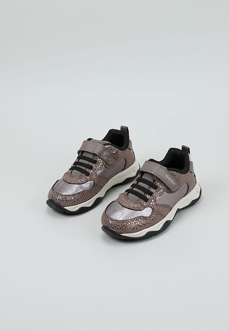 Geox Mädchen J Calco Girl A Sneakers 43 EU Smoke Grey Gold, 43 EU Smoke Grey Gold