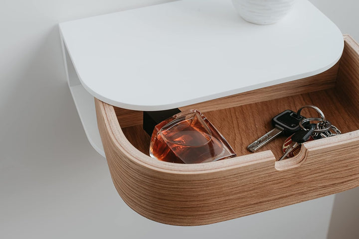 Valiai Schweberegal mit Schublade – Hängendes Wandregal Holz – Hängende kleine Wandregale mit Schubl