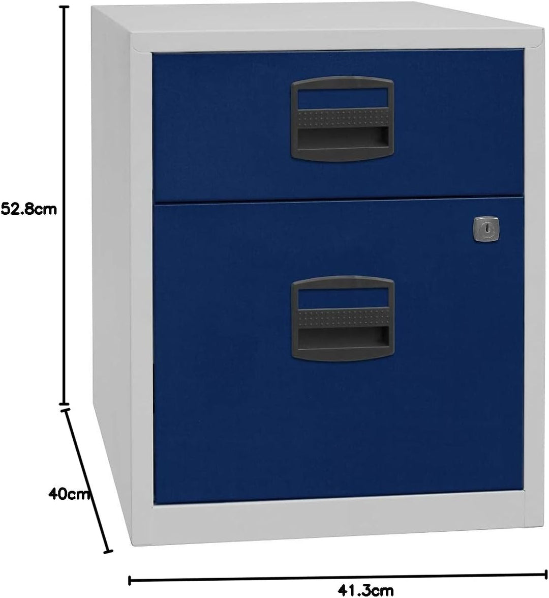 Bisley Home mobiler Beistellschrank PFA, 1 Universalschublade, 1 HR-Schublade, Metall, 506 Korpus Li
