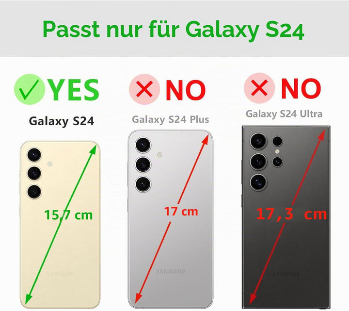 LENSUN Hülle für Samsung Galaxy S24 Echtleder, Handyhülle [Echtes Leder][Standfunktion][RFID Schutz]