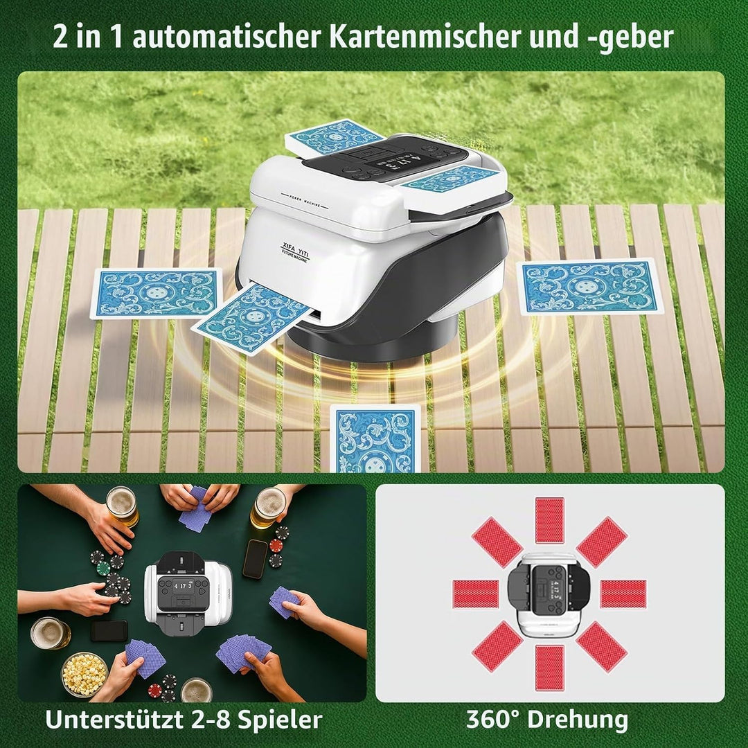 2 in 1 Automatische Kartenmischer und Kartensender mit 4 Kabellosen Kartengebertasten – Kartenmischm