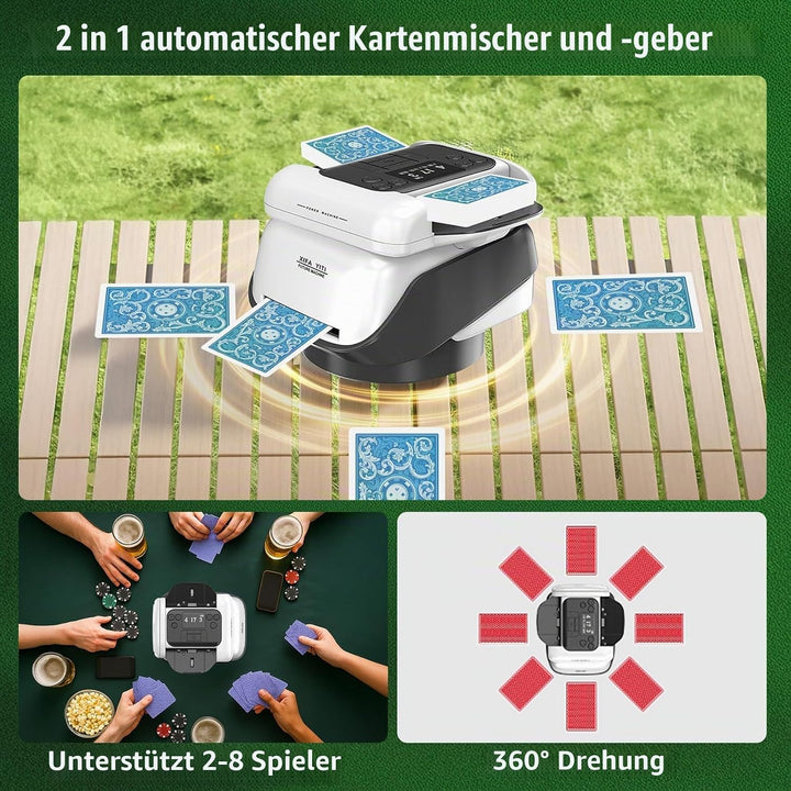 2 in 1 Automatische Kartenmischer und Kartensender mit 4 Kabellosen Kartengebertasten – Kartenmischm