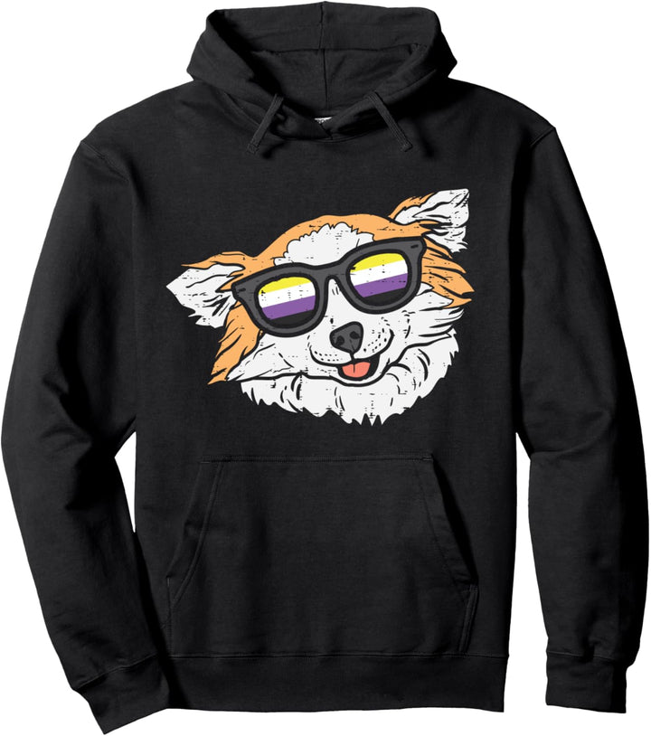 Chihuahua Chiwawa Dog LGBTQ Non-Binary Flag Genderqueer Pullover Hoodie