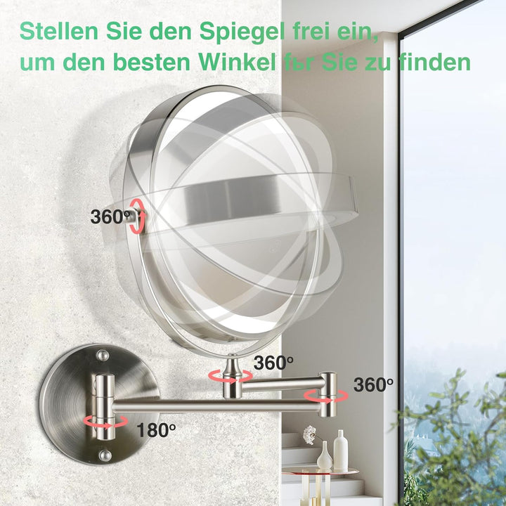30X/1X wandmontierter Beleuchtungsspiegel für Kosmetik: 8,5 Zoll (21,6 cm) zweiseitig, 3 Farbmodi, U