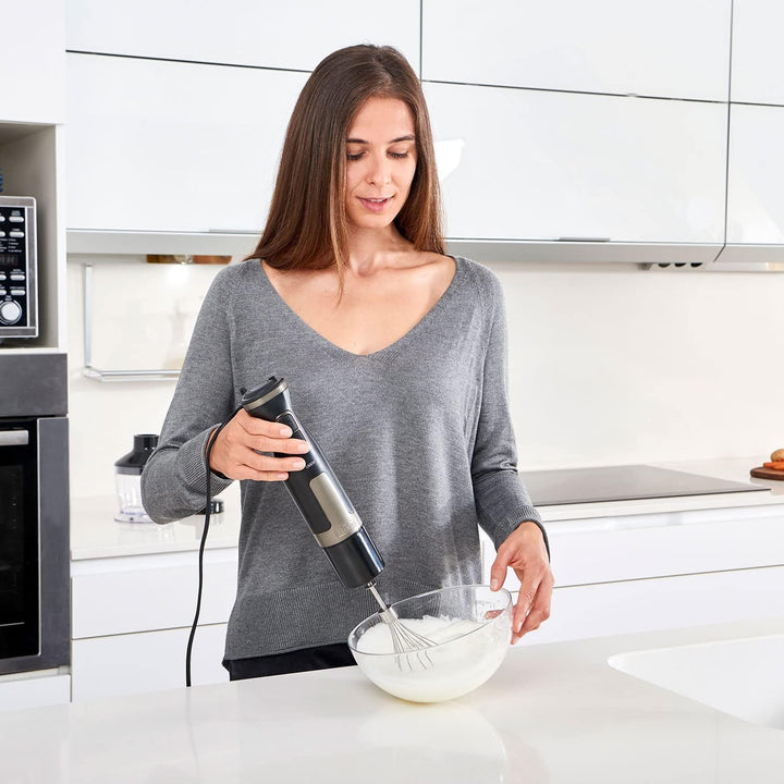 4-in-1 Multifunktions-Stabmixer mit 20 Geschwindigkeiten, Klingen aus Edelstahl mit 4 Strängen, Schw