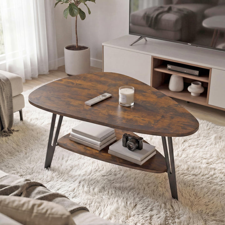 Manora Oval Couchtisch Braun mit Ablagefach &amp; Metallbeinen - Moderner Wohnzimmertisch Kaffeetisch So