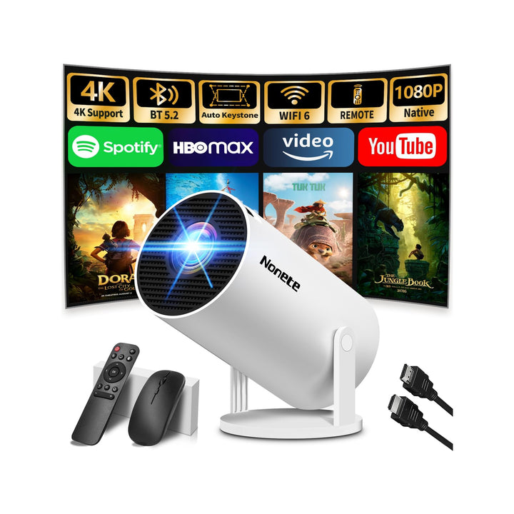Vidéoprojecteur 1080P FHD Mini Projecteur Video 4K avec WiFi 6 BT5.2 Android TV, Portable Projecteur