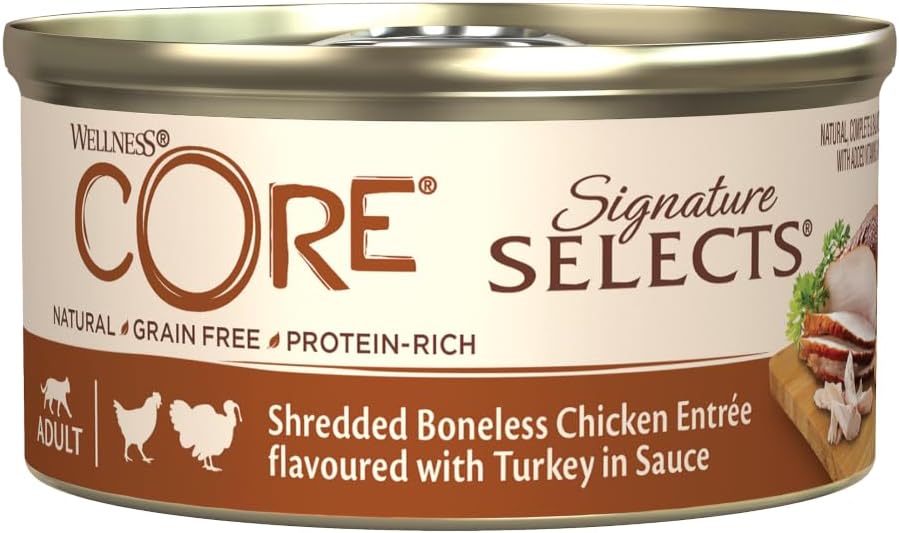Wellness CORE Signature Selects, Katzenfutter nass in Sauce, getreidefrei, hoher Fleischanteil, Shre