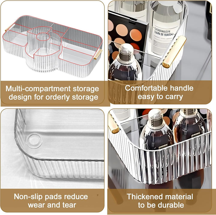 DASITON Make Up Organizer 360° Drehbar Pinsel Organizer, 2-in-1 Kosmetik Organizer mit Griff, Makeup