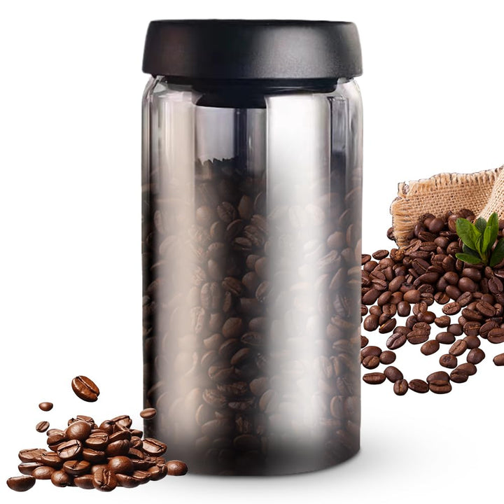 Kaffeedose mit Vakuumdeckel, 1200ml kaffeedosen Luftdicht, Kaffeebohnen Aufbewahrung, Vakuum-Kaffeed