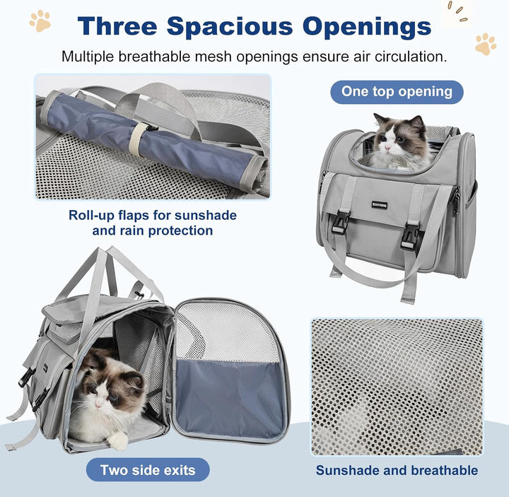 Erweiterbarer Katzenrucksack &amp; Hunderucksack, bis 8 kg (Grau), Grau