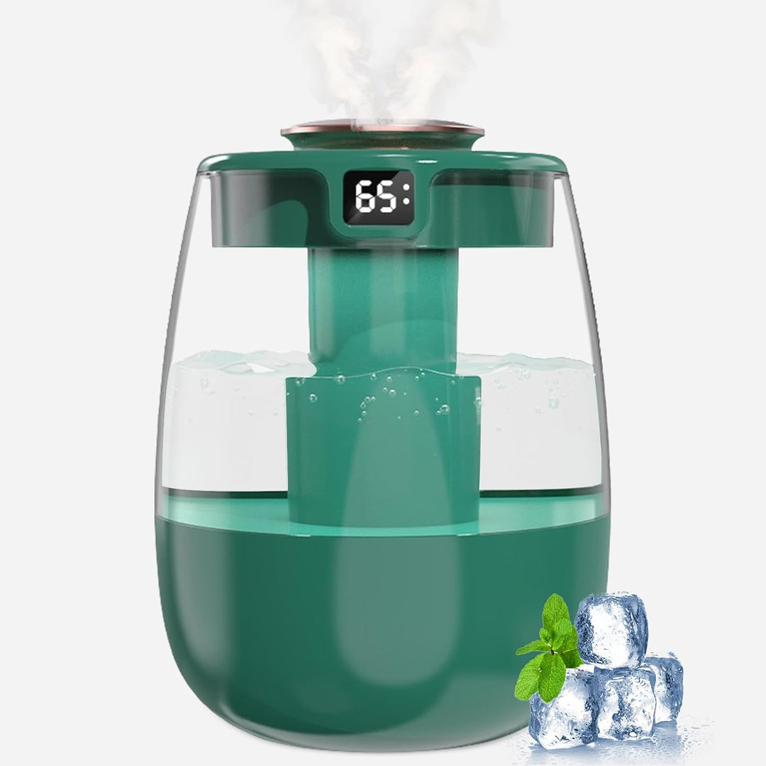 Luftbefeuchter, 1L Leise Humidifier mit 2 Loch, Luftbefeuchter mit leiser USB-Digitalanzeige, 2 Nebe