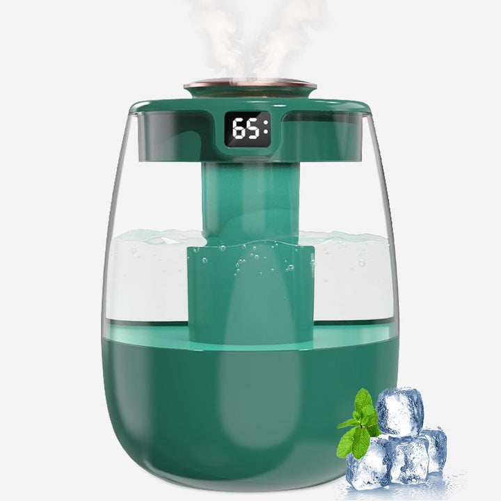 Luftbefeuchter, 1L Leise Humidifier mit 2 Loch, Luftbefeuchter mit leiser USB-Digitalanzeige, 2 Nebe