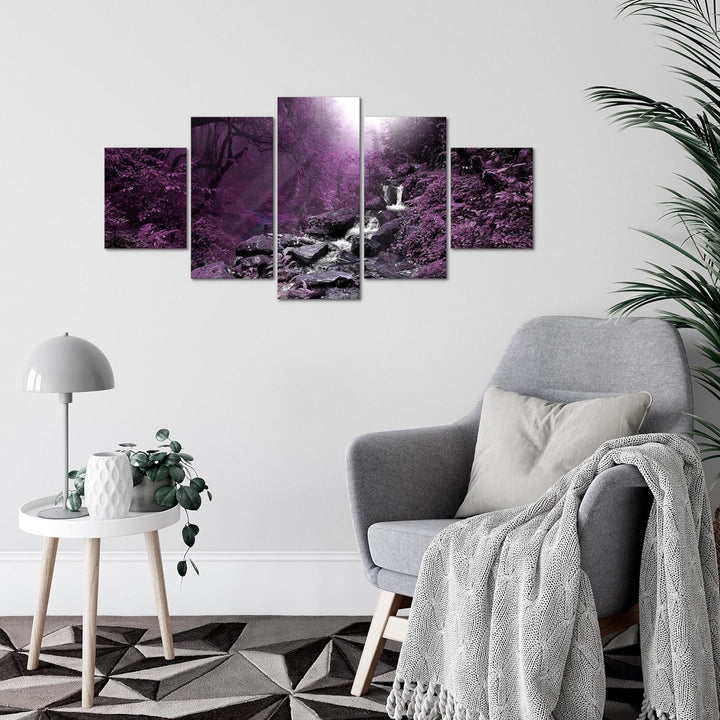 Runa Art Wandbilder Natur Wald 5 Teilig Bild auf Vlies Leinwand Deko Wohnzimmer Schlafzimmer Panoram