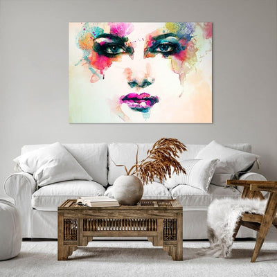 ARTTOR Bilder auf Leinwand 100x70cm Leinwandbild Frau Gesicht Kosmetik Gross Wanddeko Bild Schlafzim