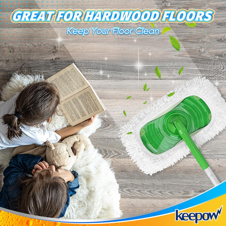 KEEPOW für Swiffer Bodenwischer 30 cm, Mikrofaser-Tücher für Swiffer Feuchte Bodentücher, Ideal für
