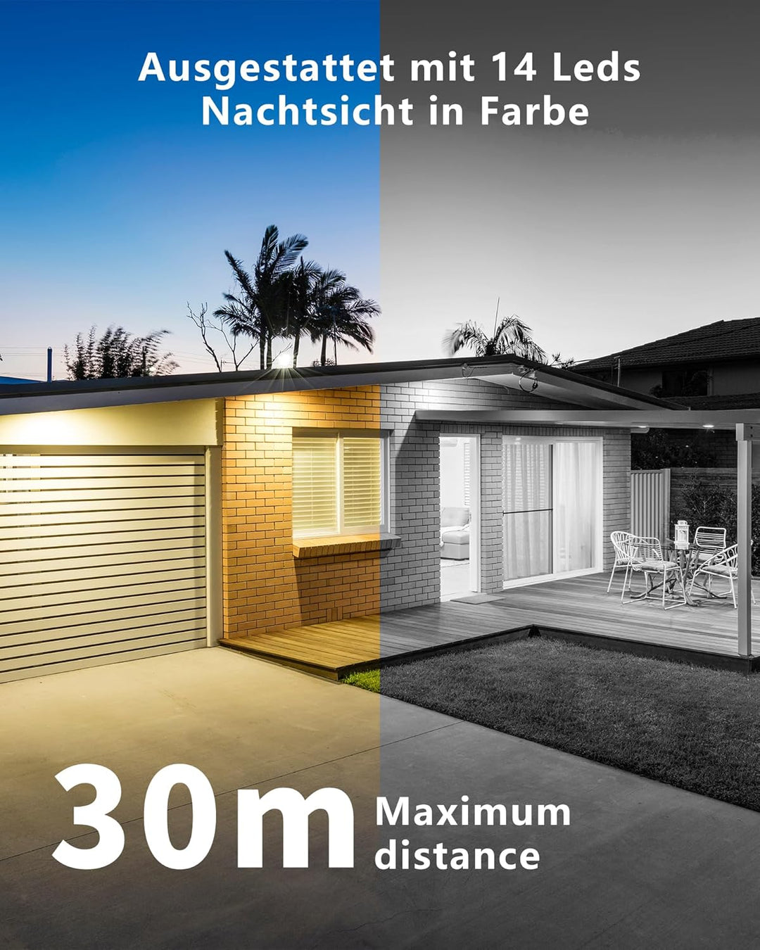Überwachungskamera Aussen,Mit Dual-Objektiv 6MP,2.4/5Ghz WLAN,Kamera Überwachung Aussen,360° PTZ,Eth