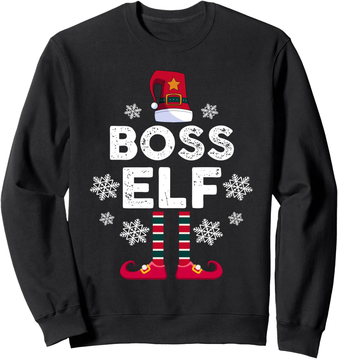Boss Elf Elfen Familien Weihnachts Outfit Weihnachtself Sweatshirt