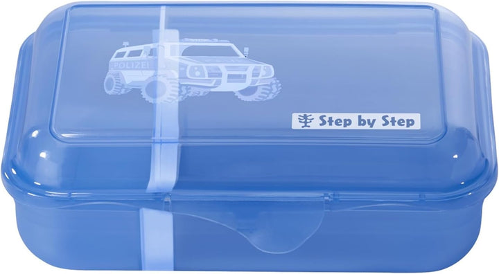 Step by Step Lunchbox „Police Truck Charly“ blau, mit Trennwand und Klickverschluss, spülmaschinenfe