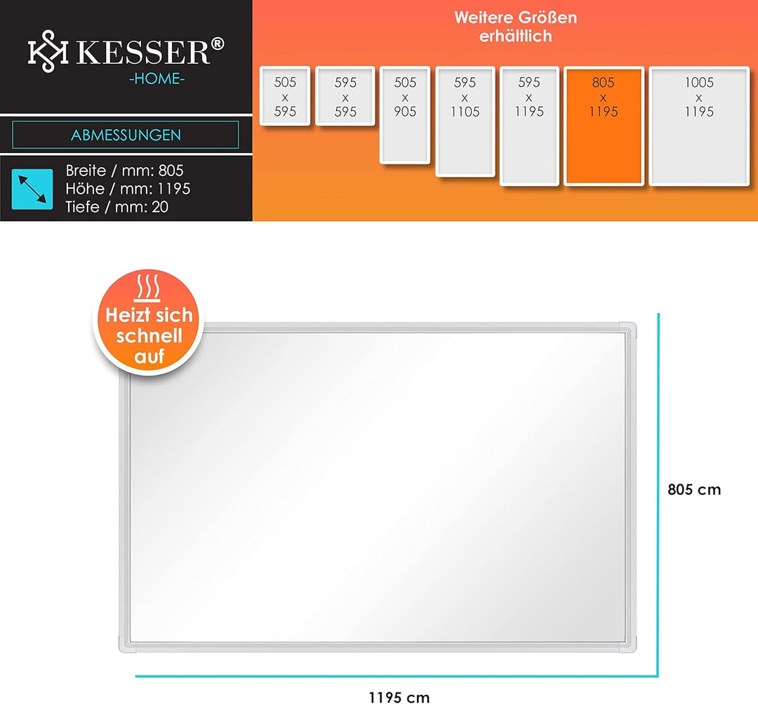 KESSER® Infrarotheizung Mit Thermostat Infrarotheizkörper Elektroheizung Infrarot Heizung Wandheizun