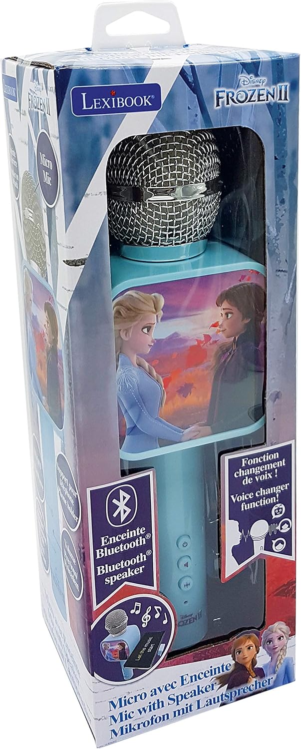 Lexibook MIC240FZ Disney Frozen 2 Die Eiskönigin ELSA Bluetooth-Mikrofon mit Voice-Changer-Funktion,