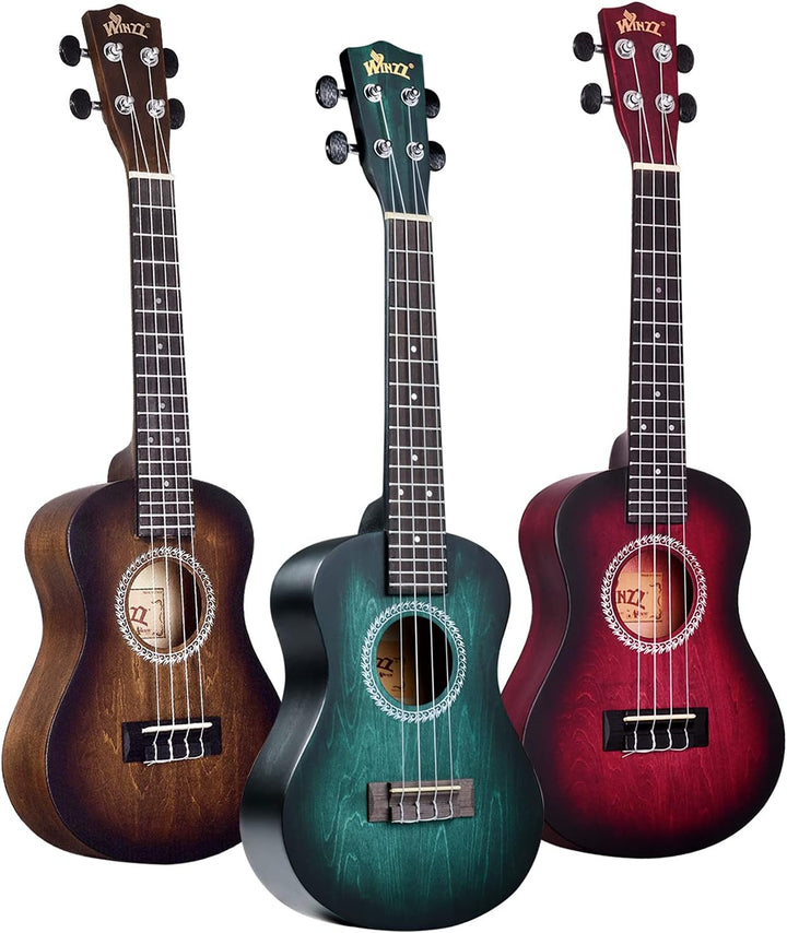 Winzz Ukulele Konzert 23 Zoll Braun, Ukulele Anfänger Set für Erwachsene Kinder, Einzigartiges Farbd