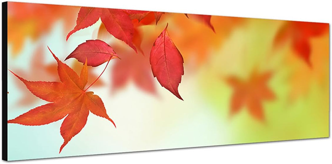 Paul Sinus Art Panoramabild auf Leinwand und Keilrahmen 150x50cm Herbst Blätter