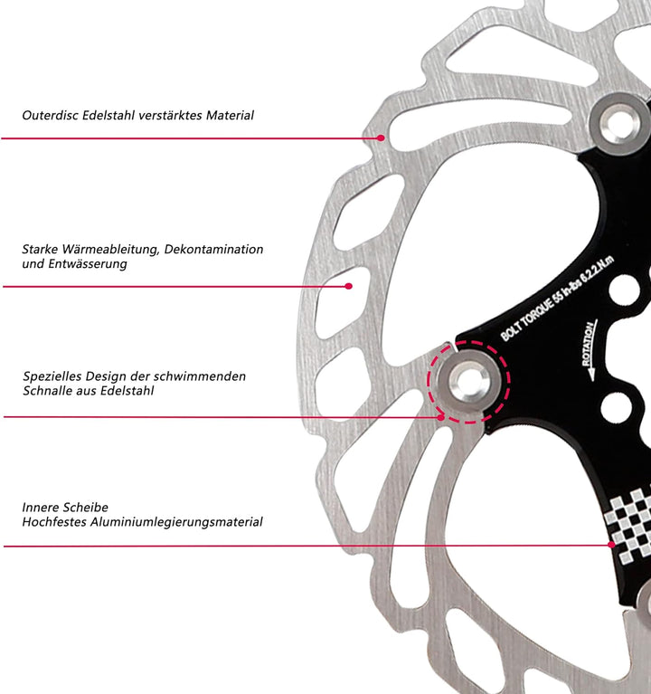 Fahrradscheibenbremsrotor, 160 mm / 180 mm/203mm, MTB-Rennradrotor 6-Loch-Rotor, Fahrradzubehör(Schw