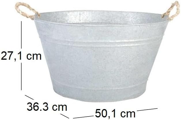 Esschert Design Gartenwanne, Pflanzwanne in grau aus verzinktem Metall, 30 Liter, ca. 47,5 cm x 38,4