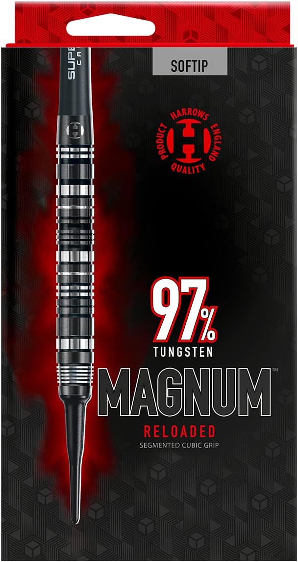 Harrows Magnum Reloaded 97% Tungsten Barrel Soft Tip Darts Set in mehreren Gewichten und mehreren Fa