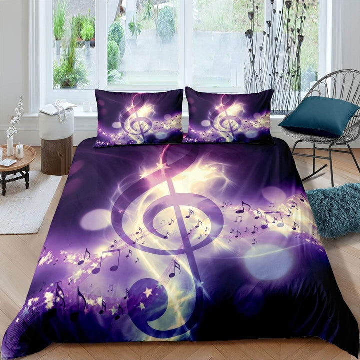 Loussiesd Lila Hinweis Bettwäsche Set 135x200cm Mädchen Jungen Musik Thema Bettwäsche für Kinder Fra
