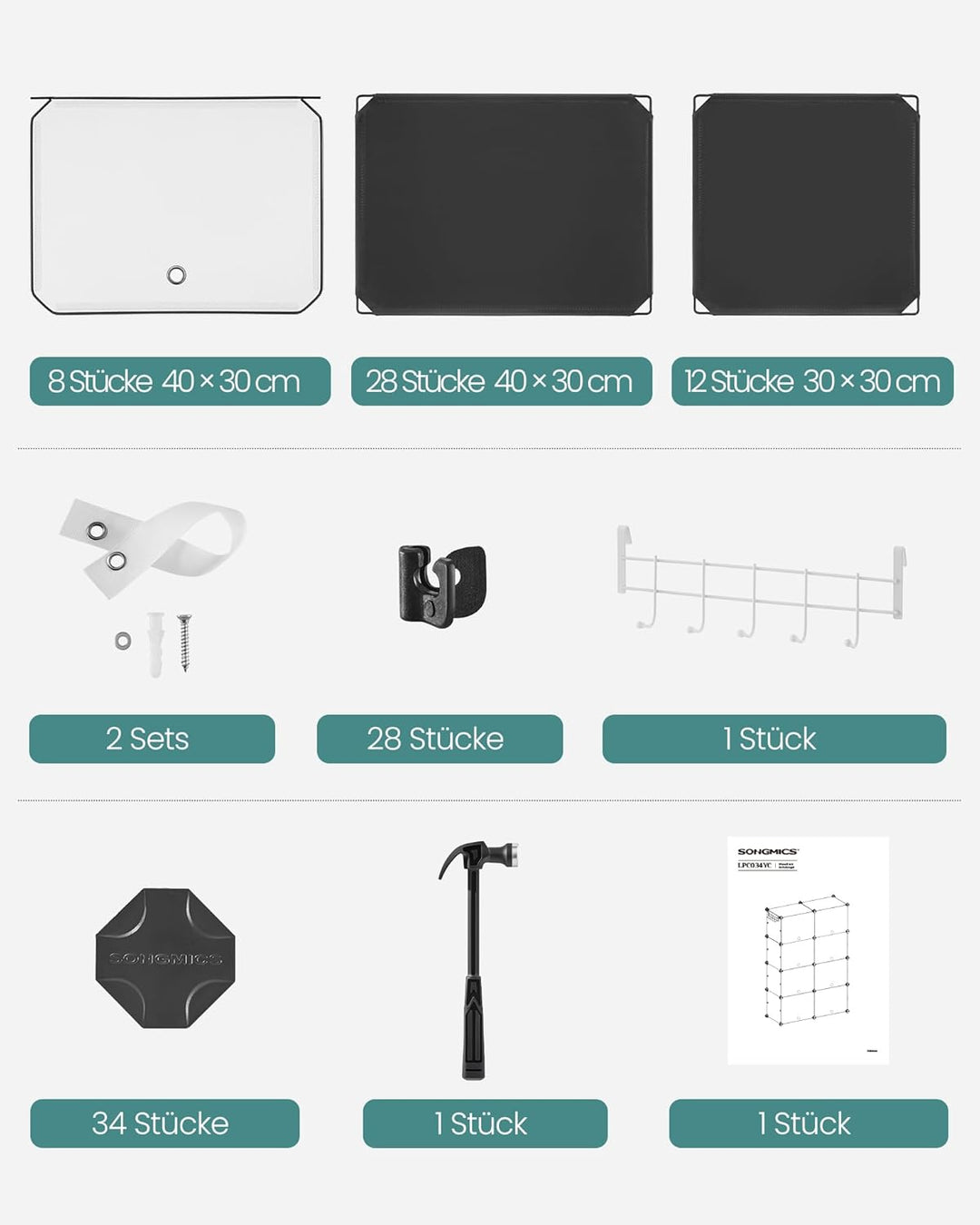 SONGMICS Schuhregal, Schuhschrank, für Garderobe und Eingangsbereich, anpassbar, 8 Fächer, für bis z