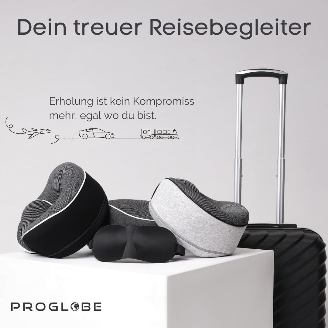 Proglobe Nackenkissen Flugzeug, Reisekissen 100% Memory Foam, Orthopädisches Nackenhörnchen, Für Rei
