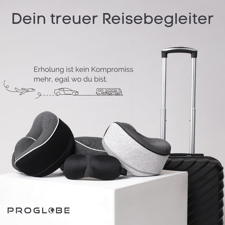 Proglobe Nackenkissen Flugzeug, Reisekissen 100% Memory Foam, Orthopädisches Nackenhörnchen, Für Rei