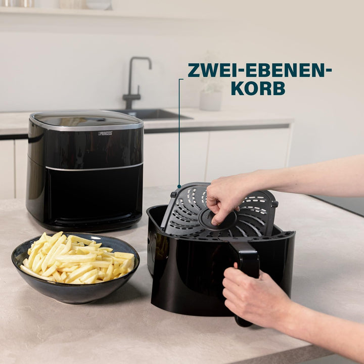 Princess airfryer digital 182244-6 l - 1,5 kg Pommes Frites, Kapazität des Behälters einstellbar, 6
