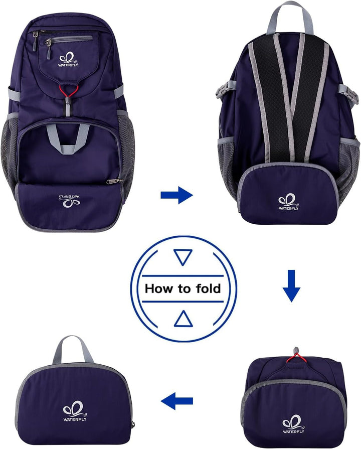 WATERFLY Ultraleicht Faltbar Klein Rucksack: 20L Leicht Packable Wanderrucksack Tagesrucksack Trekki