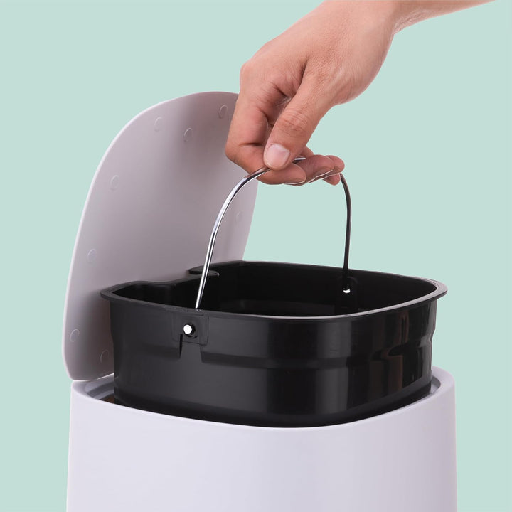Relaxdays Mülleimer Bad, 5 l, Kosmetikeimer mit Soft-Close, Matte Optik, entnehmbarer Inneneimer, Tr