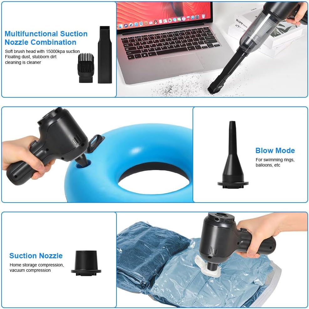 URAQT Handstaubsauger Auto Handheld Kabelloser,3 in 1 Handstaubsauger Akku Hand Stark 150000rpm Mini